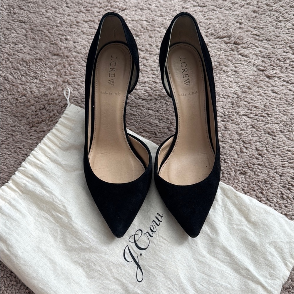 J. Crew D’Orsay Black Suede Lucie pumps